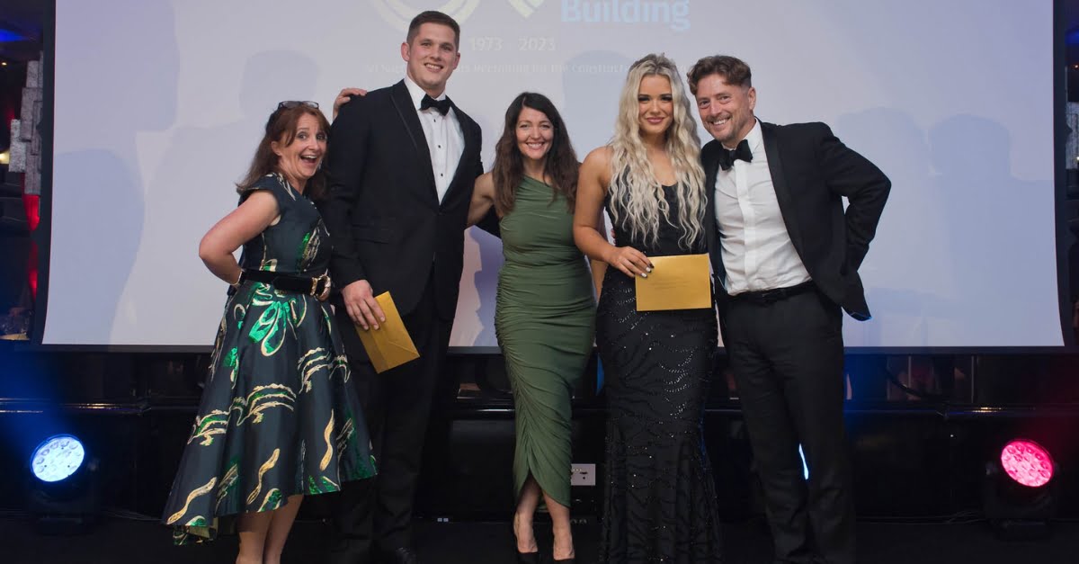 Best Newcomers (left to right): Lucy Porter (Compère), Tom Griffiths (Cheltenham), Fran Alexander (Bristol), Nikola Luczak (Southampton), John Bennett (Presenting Award)