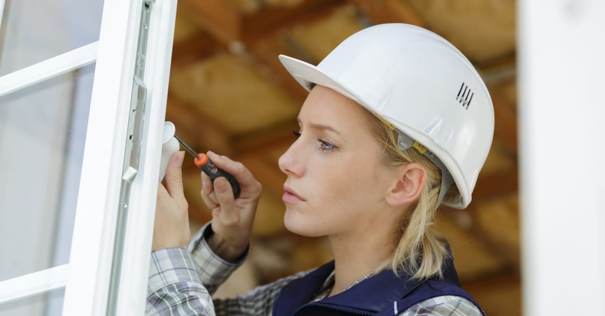 A female construction worker