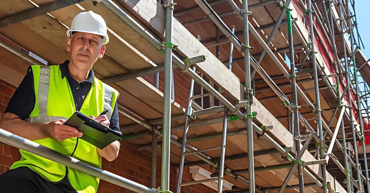 A health and safety inspector on a construction site