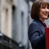 Rachel Reeves, the Chancellor, holding her red box announcing the budget